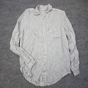 CP Shades Linen Shirt Men's Large Striped Pocket Button Up Long Sleeve